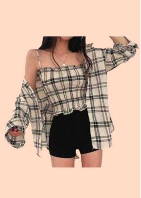 FABESCA Casual Checkered Women White Top