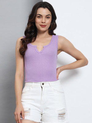 Q-Rious Casual Solid Women Purple Top