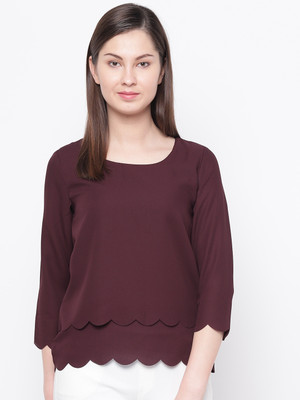 RARE Casual Solid Women Maroon Top