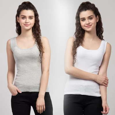 Fabitto Casual Solid Women Grey, White Top