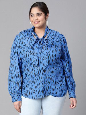 OXOLLOXO Casual Printed Women Blue, Black Top