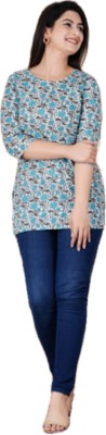 MANISH FASHION Casual Printed Women Blue Top