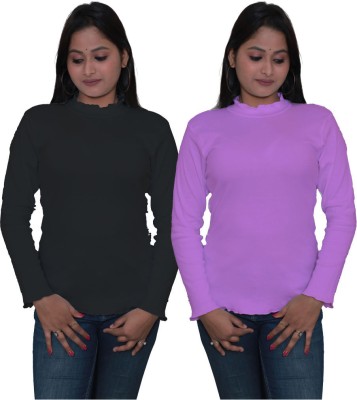 Mr Lier Casual Solid Women Black, Pink Top