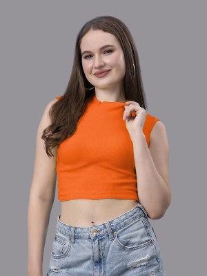 FRISKERS Casual Solid Women Orange Top