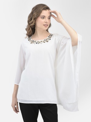 CRIMSOUNE CLUB Casual Solid Women White Top