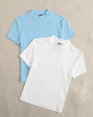 RKK COLLECTIONS Casual Solid Women Blue, White Top