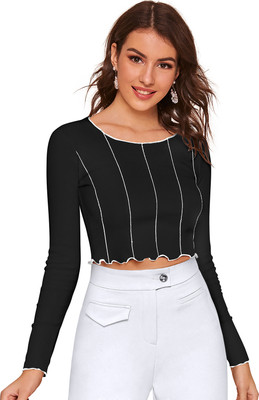 SHREE KSHETRAPAL CREATION Casual Printed Women Black Top