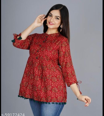 RUDRAKSH CREATION Casual Printed Women Red Top