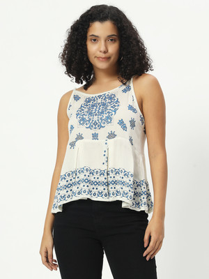 CHARMGAL Casual Printed Women White Top