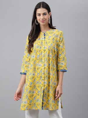 Janasya Casual Printed Women Yellow Top