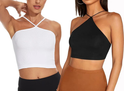 Mirana Casual Solid Women White, Black Top