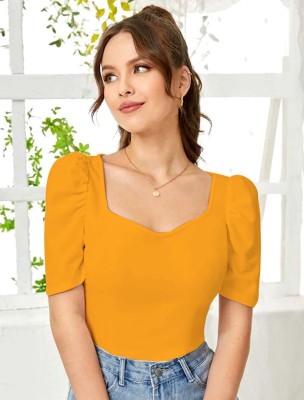 Rajovati Casual Solid Women Yellow Top