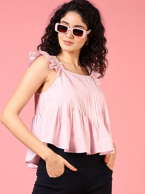 V-MART Casual Self Design Women Pink Top
