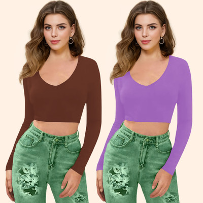 Maheshvi Casual Solid Women Purple, Maroon Top