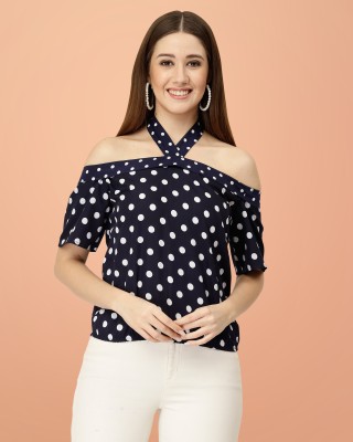 HASMI TRENDZ Casual Printed Women Dark Blue Top