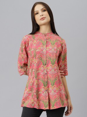 DIVENA Women Printed Casual Pink Shirt