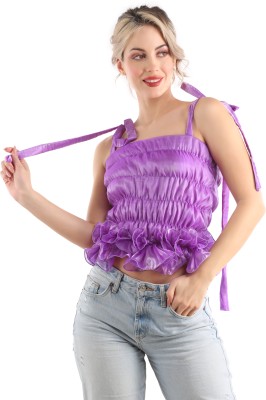 KIYOO Party Solid Women Purple Top