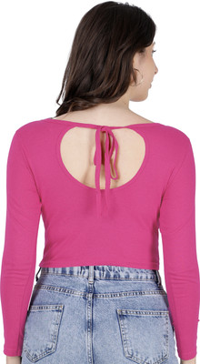 DUDSTUCKER Casual Solid Women Pink Top