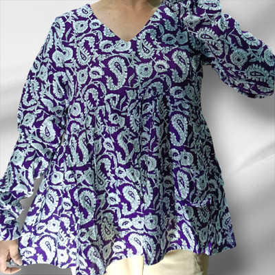 PS FASHION Casual Printed Women Purple, White Top