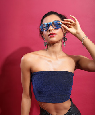 Tokyo Talkies Casual Solid Women Blue Top