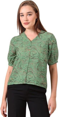 Rianu Casual Printed Women Green Top