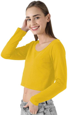 THE BLAZZE Casual Solid Women Yellow Top