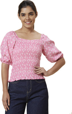 Globus Casual Printed Women Pink, White Top
