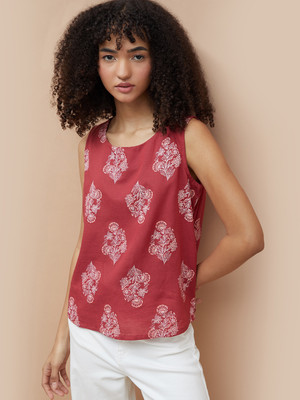 Colour Me by Melange Casual Printed Women Brown Top