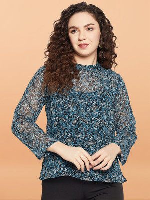 FashFun Casual 3/4 Sleeve Printed Women Blue, White, Black Top