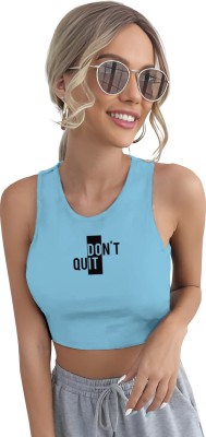 Fashion And Youth Casual Printed Women Light Blue Top