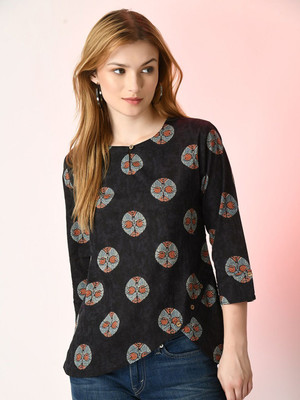 Sangria Casual Printed Women Black Top