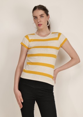 MEDALKNITT Casual Striped Women White, Yellow Top