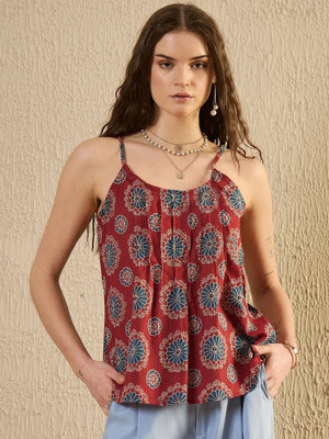 Sanskrutihomes Casual Printed Women Red Top