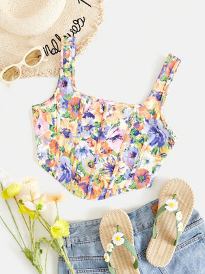Cozynest Casual Floral Print Women Multicolor Top