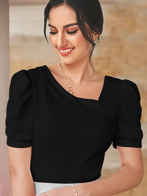 Maheshvi Casual Solid Women Black Top