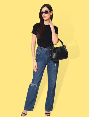 CHARMGAL Casual Self Design Women Black Top
