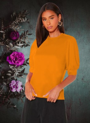 Dream Beauty Fashion Casual Solid Women Yellow Top