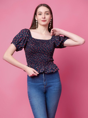 Raffaella Casual Printed Women Blue Top