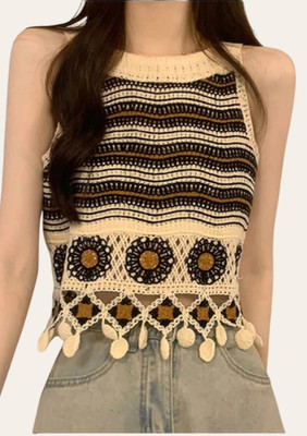 Laxmi Empire Casual Self Design Women Black Top