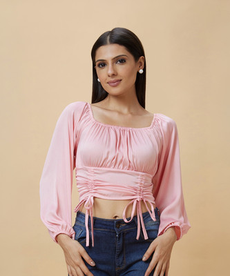 Globus Casual Solid Women Pink Top