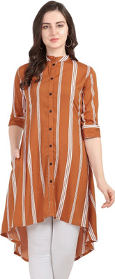 Serein Casual 3/4 Sleeve Striped Women Multicolor Top