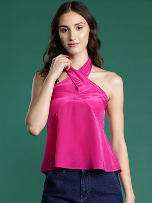 Dressberry Casual Solid Women Maroon Top