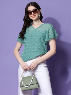 Sheetal Associates Casual Self Design Women Light Green Top