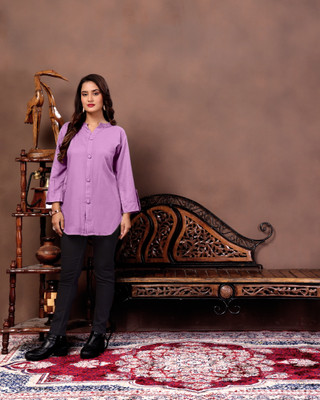 Bharat Origin Casual Solid Women Purple Top