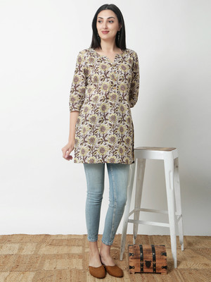 Janakdulari fashion Casual Printed Women Brown Top