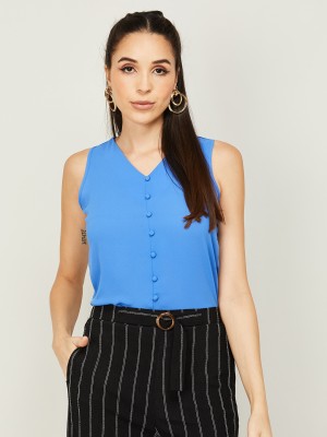 CODE by Lifestyle Casual Solid Women Blue Top