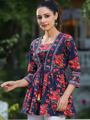 Golden Wings Casual Self Design Women Multicolor Top