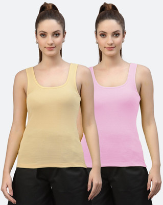 FBAR Casual Solid Women Pink, Beige Top