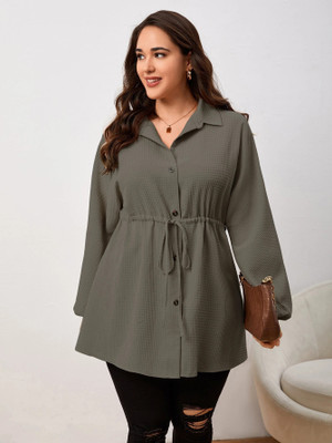 Leriya Fashion Casual Solid Women Grey Top