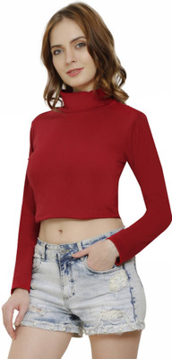 Christone Casual Solid Women Maroon Top